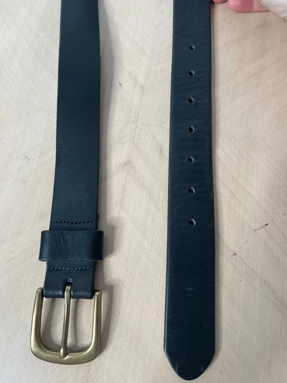 Duluth Trading Co Black Leather Men's Belt with Brass Buckle Size 34